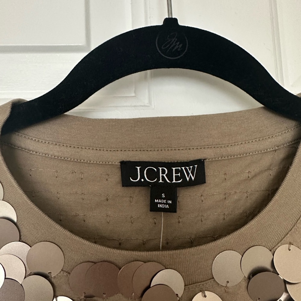J. Crew Women's Short Sleeve Sequin Tee - Metallic Gold - Picture 2 of 3